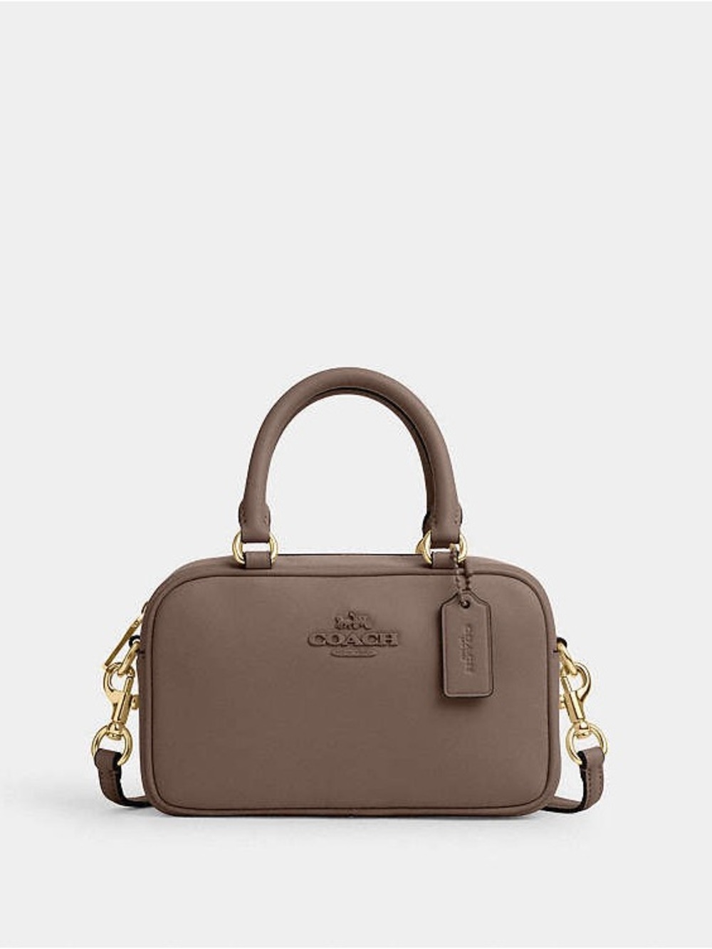 COACH Brown Leather Mini Satchel Crossbody with Gold-Tone Hardware